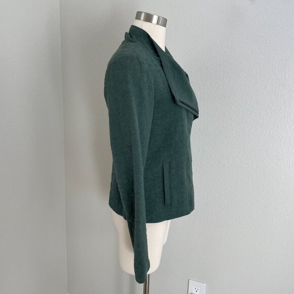 Vince Womens Small Textured Green Zip Up Jacket Cotton Blend - Picture 4 of 11